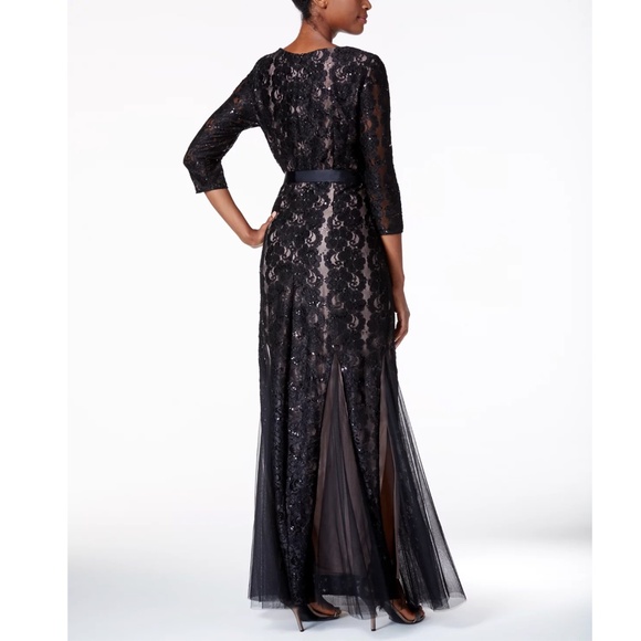 Alex Evenings: Sequined Lace Mermaid Sash Gown (NWT) - Picture 2 of 11